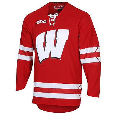 Men's Under Armour Red Wisconsin Badgers Replica Hockey Jersey