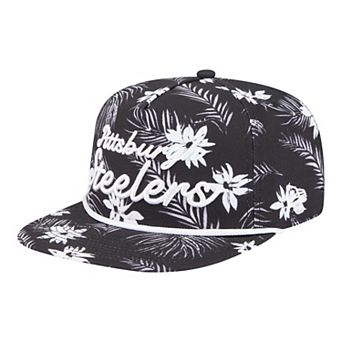 Men's New Era Black Pittsburgh Steelers Palm Print A-Frame 9FIFTY Snapback Hat