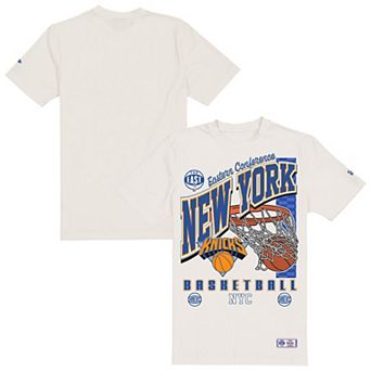 Men's New Era Cream New York Knicks Oversized City Edition Remix Vintage T-Shirt