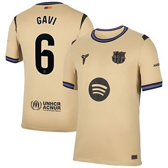 Men's Nike Gavi Gold Barcelona 2025/26 Away Stadium Replica Jersey