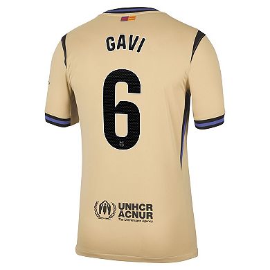 Men's Nike Gavi Gold Barcelona 2025/26 Away Stadium Replica Jersey