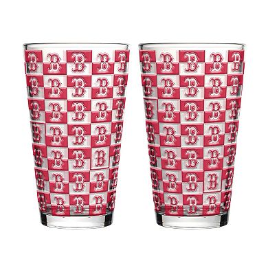 Logo Brands Boston Red Sox Two-Pack Gridiron Stained 16oz. Pint Glass Set
