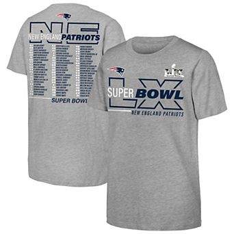 Youth Fanatics Heather Gray New England Patriots Super Bowl LX Roster T-Shirt