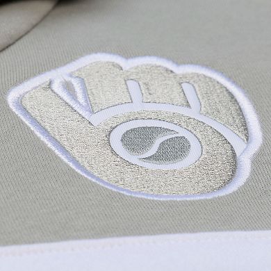 Men's Mitchell & Ness Gray Milwaukee Brewers Cooperstown Collection Thunderstorm Head Coach Hoodie