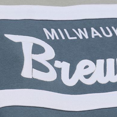 Men's Mitchell & Ness Gray Milwaukee Brewers Cooperstown Collection Thunderstorm Head Coach Hoodie