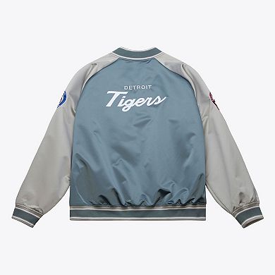 Men's Mitchell & Ness Gray Detroit Tigers Thunderstorm Head Coach Lightweight Satin Full-Snap Jacket