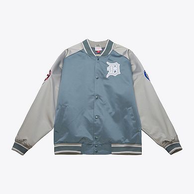Men's Mitchell & Ness Gray Detroit Tigers Thunderstorm Head Coach Lightweight Satin Full-Snap Jacket