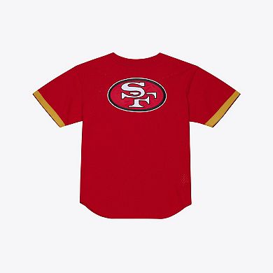 Men's Mitchell & Ness Scarlet San Francisco 49ers Head Coach Mesh Full-Button Fashion Jersey