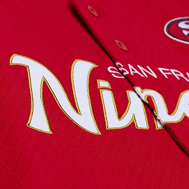 Men's Mitchell & Ness Scarlet San Francisco 49ers Head Coach Mesh Full-Button Fashion Jersey