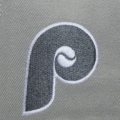 Men's Mitchell & Ness Gray Philadelphia Phillies Cooperstown Thunderstorm Head Coach Pro-Crown Adjustable Hat