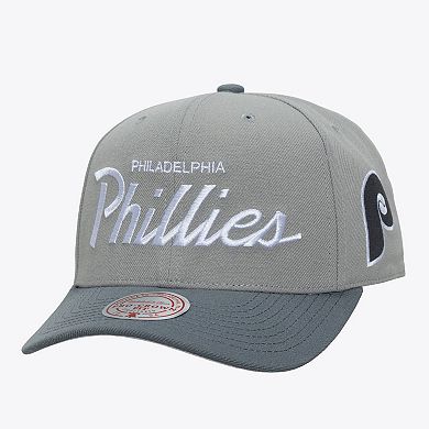Men's Mitchell & Ness Gray Philadelphia Phillies Cooperstown Thunderstorm Head Coach Pro-Crown Adjustable Hat
