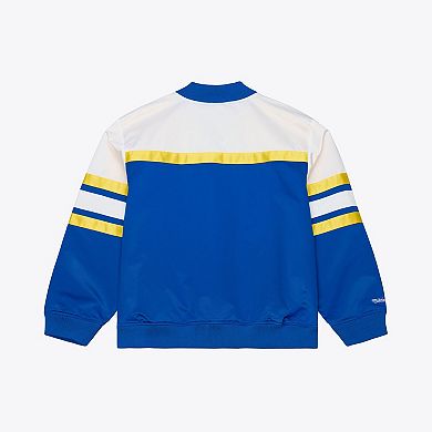 Men's Mitchell & Ness Royal Golden State Warriors Hardwood Classics Head Coach Lightweight Satin Full-Snap Jacket