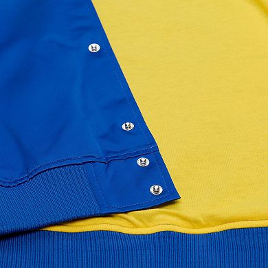 Men's Mitchell & Ness Royal Golden State Warriors Hardwood Classics Head Coach Lightweight Satin Full-Snap Jacket