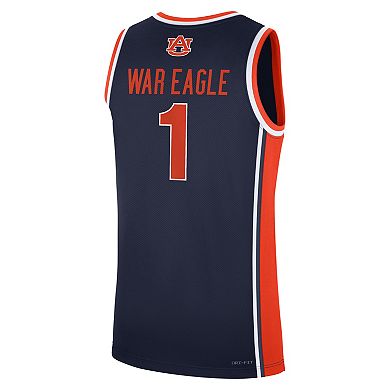 Men's Nike Navy Auburn Tigers #1 Road War Eagle Replica Basketball Jersey