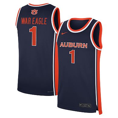 Men's Nike Navy Auburn Tigers #1 Road War Eagle Replica Basketball Jersey