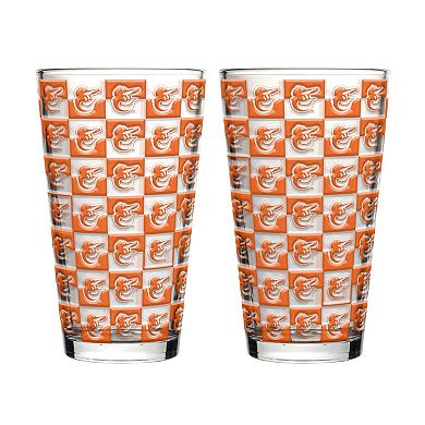Logo Brands Baltimore Orioles Two-Pack Gridiron Stained 16oz. Pint Glass Set