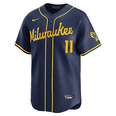 Men's Nike Jackson Chourio Navy Milwaukee Brewers Alternate 2 Limited Jersey