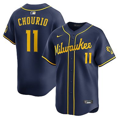 Men's Nike Jackson Chourio Navy Milwaukee Brewers Alternate 2 Limited Jersey