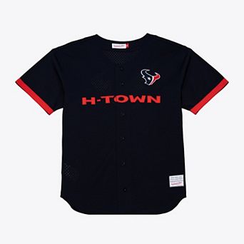 Men's Mitchell & Ness Navy Houston Texans Head Coach Mesh Full-Button Fashion Jersey