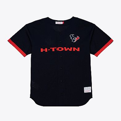 Men's Mitchell & Ness Navy Houston Texans Head Coach Mesh Full-Button Fashion Jersey
