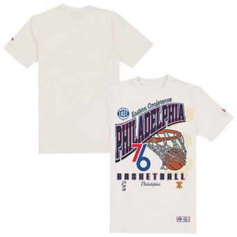 Men's New Era Cream Philadelphia 76ers Oversized City Edition Remix Vintage T-Shirt