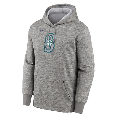 Men's Nike Heather Gray Seattle Mariners Primary Logo Therma Hoodie