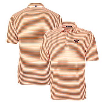 Men's Cutter & Buck Orange Auburn Tigers Throwback Logo Virtue Eco Pique Stripe Recycled Polo