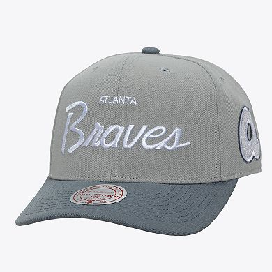 Men's Mitchell & Ness Gray Atlanta Braves Cooperstown Thunderstorm Head Coach Pro-Crown Adjustable Hat