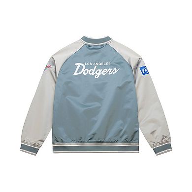 Men's Mitchell & Ness Gray Los Angeles Dodgers Thunderstorm Head Coach Lightweight Satin Full-Snap Jacket