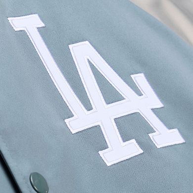 Men's Mitchell & Ness Gray Los Angeles Dodgers Thunderstorm Head Coach Lightweight Satin Full-Snap Jacket