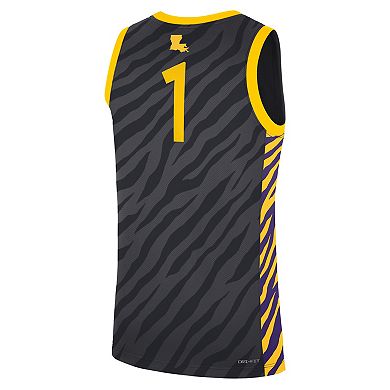 Unisex Nike #1 Anthracite LSU Tigers Replica Basketball Jersey