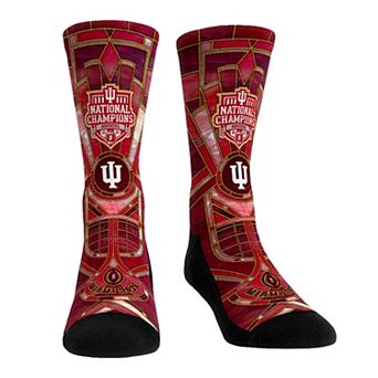 Unisex Rock Em Socks Indiana Hoosiers College Football Playoff 2025 National Champions Stained Glass Crew Socks