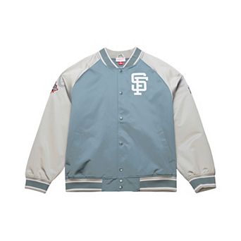 Men's Mitchell & Ness Gray San Francisco Giants Thunderstorm Head Coach Lightweight Satin Full-Snap Jacket