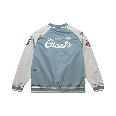 Men's Mitchell & Ness Gray San Francisco Giants Thunderstorm Head Coach Lightweight Satin Full-Snap Jacket