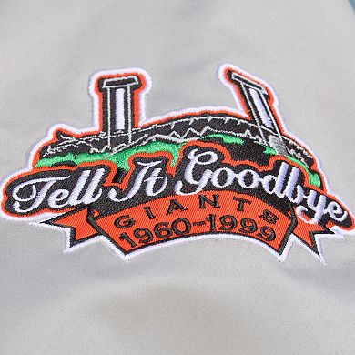 Men's Mitchell & Ness Gray San Francisco Giants Thunderstorm Head Coach Lightweight Satin Full-Snap Jacket