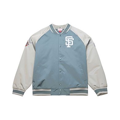 Men's Mitchell & Ness Gray San Francisco Giants Thunderstorm Head Coach Lightweight Satin Full-Snap Jacket