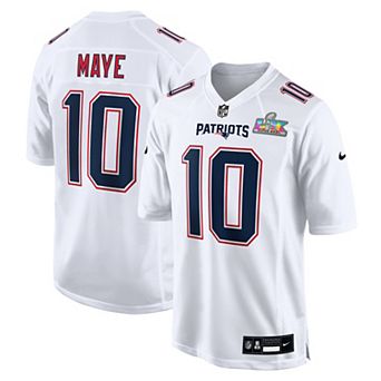 Men's Nike Drake Maye White New England Patriots Super Bowl LX Patch Tundra Fashion Game Jersey
