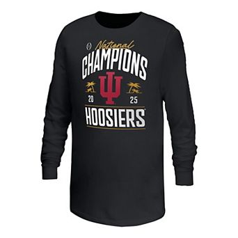 Youth Black Indiana Hoosiers College Football Playoff 2025 National Champions Locker Room Authentic Long Sleeve T-Shirt