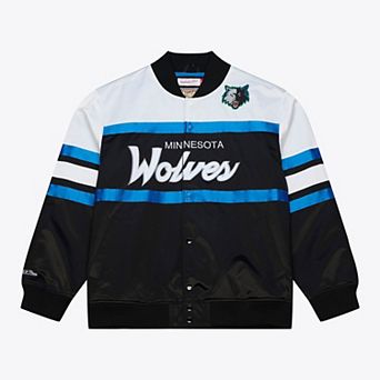 Men's Mitchell & Ness Black Minnesota Timberwolves Head Coach Lightweight Satin Full-Snap Jacket