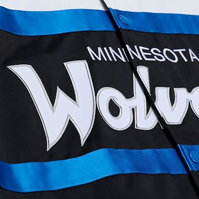 Men's Mitchell & Ness Black Minnesota Timberwolves Hardwood Classics Head Coach Lightweight Satin Full-Snap Jacket