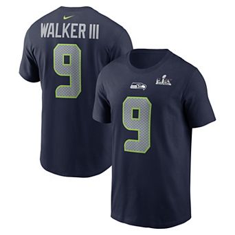 Men's Nike Kenneth Walker III College Navy Seattle Seahawks Super Bowl LX Patch Name & Number T-Shirt