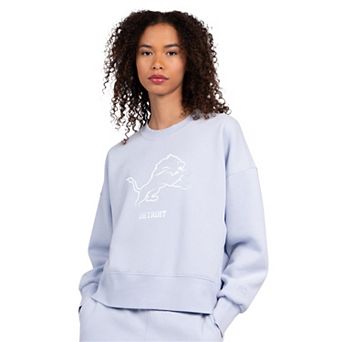 Women's Starter Pastel Blue Detroit Lions Travel Pastels Boxy Fleece Sweatshirt