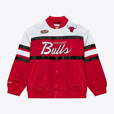 Men's Mitchell & Ness Red Chicago Bulls Hardwood Classics Head Coach Lightweight Satin Full-Snap Jacket