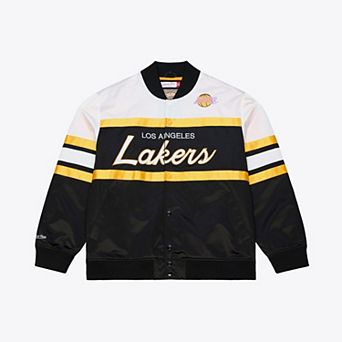 Men's Mitchell & Ness Black Los Angeles Lakers Head Coach Lightweight Satin Full-Snap Jacket