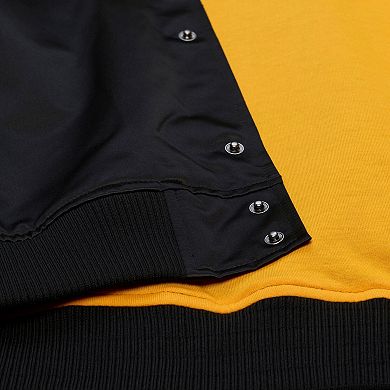 Men's Mitchell & Ness Black Los Angeles Lakers Hardwood Classics Head Coach Lightweight Satin Full-Snap Jacket