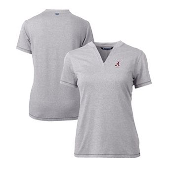 Women's Cutter & Buck Heather Gray Alabama Crimson Tide Alumni DryTec Forge Stretch V-Neck Blade Top