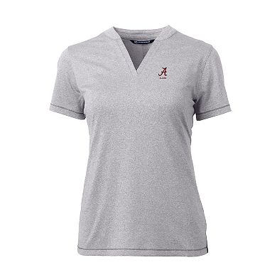 Women's Cutter & Buck Heather Gray Alabama Crimson Tide Alumni DryTec Forge Stretch V-Neck Blade Top