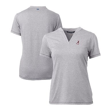 Women's Cutter & Buck Heather Gray Alabama Crimson Tide Alumni DryTec Forge Stretch V-Neck Blade Top