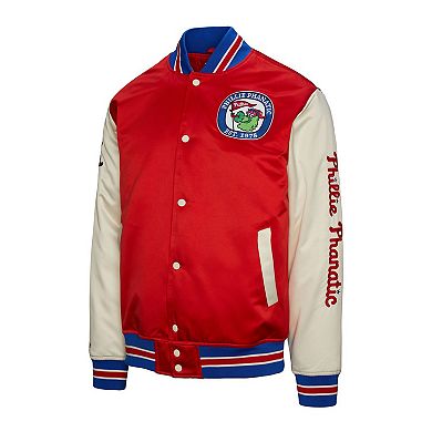 Men's Mitchell & Ness Red Philadelphia Phillies Mascot Satin Full-Snap Jacket