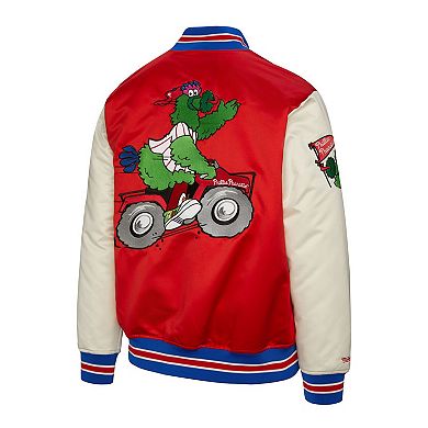 Men's Mitchell & Ness Red Philadelphia Phillies Mascot Satin Full-Snap Jacket